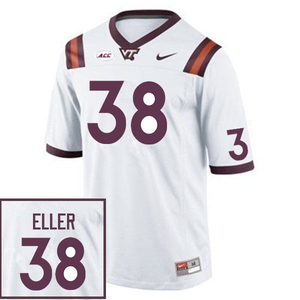 Men #38 Ty Eller Virginia Tech Hokies College Football Jerseys Sale-White